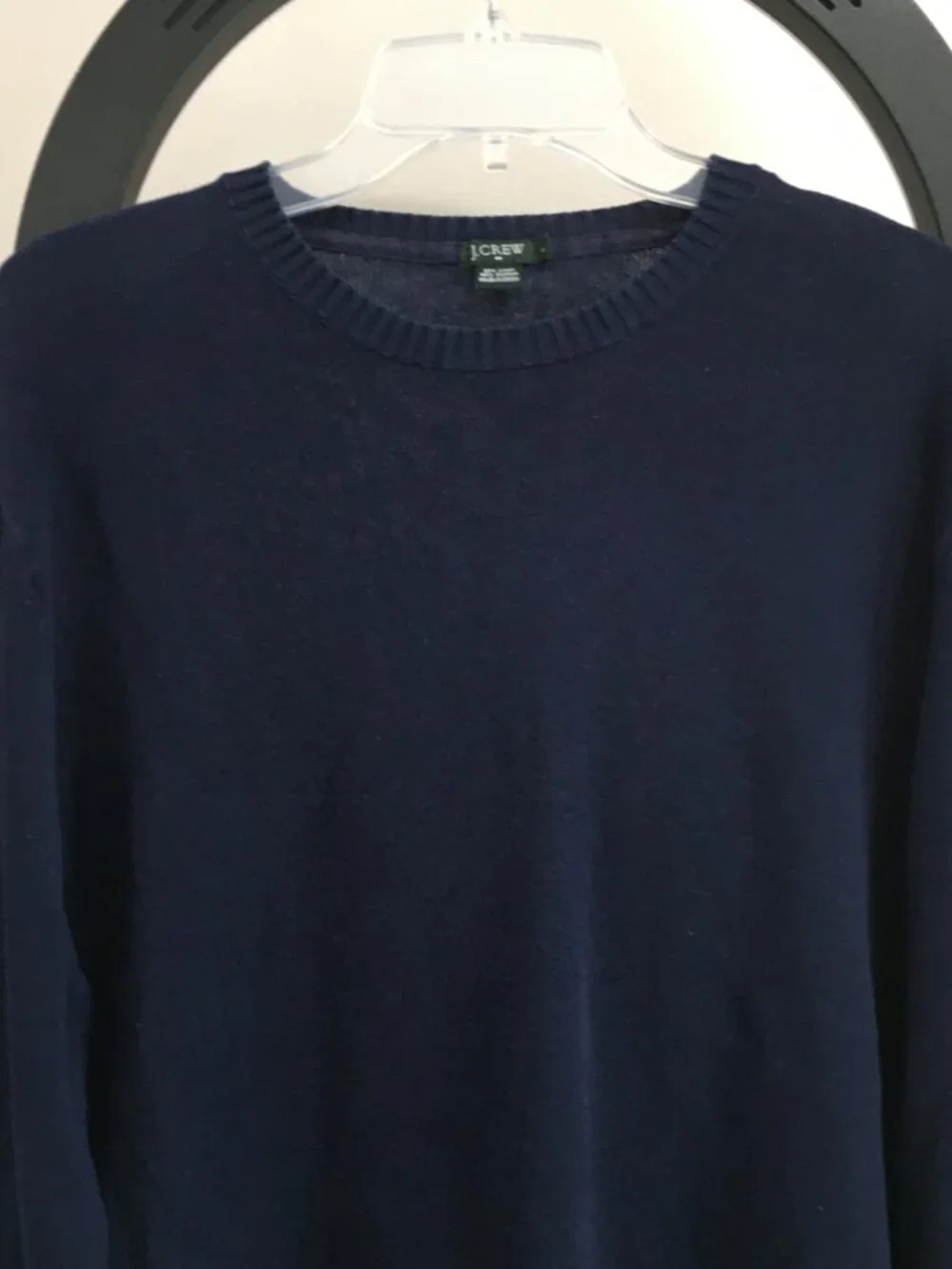 J CREW Crewneck Blue Linen Blend Knit Long Sleeve Pullover Sweater